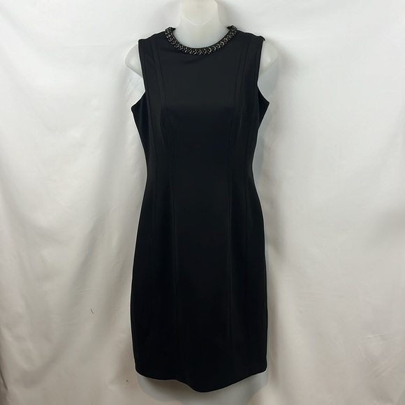 Karl Lagerfeld Paris Sleeveless Black A-Line Dress with Chain‎ Detail Size 4 - Picture 2 of 12